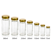 Glass Jar for Kitchen Storage with Air Tight Gold Cap 380ml (80Pcs/Ctn)